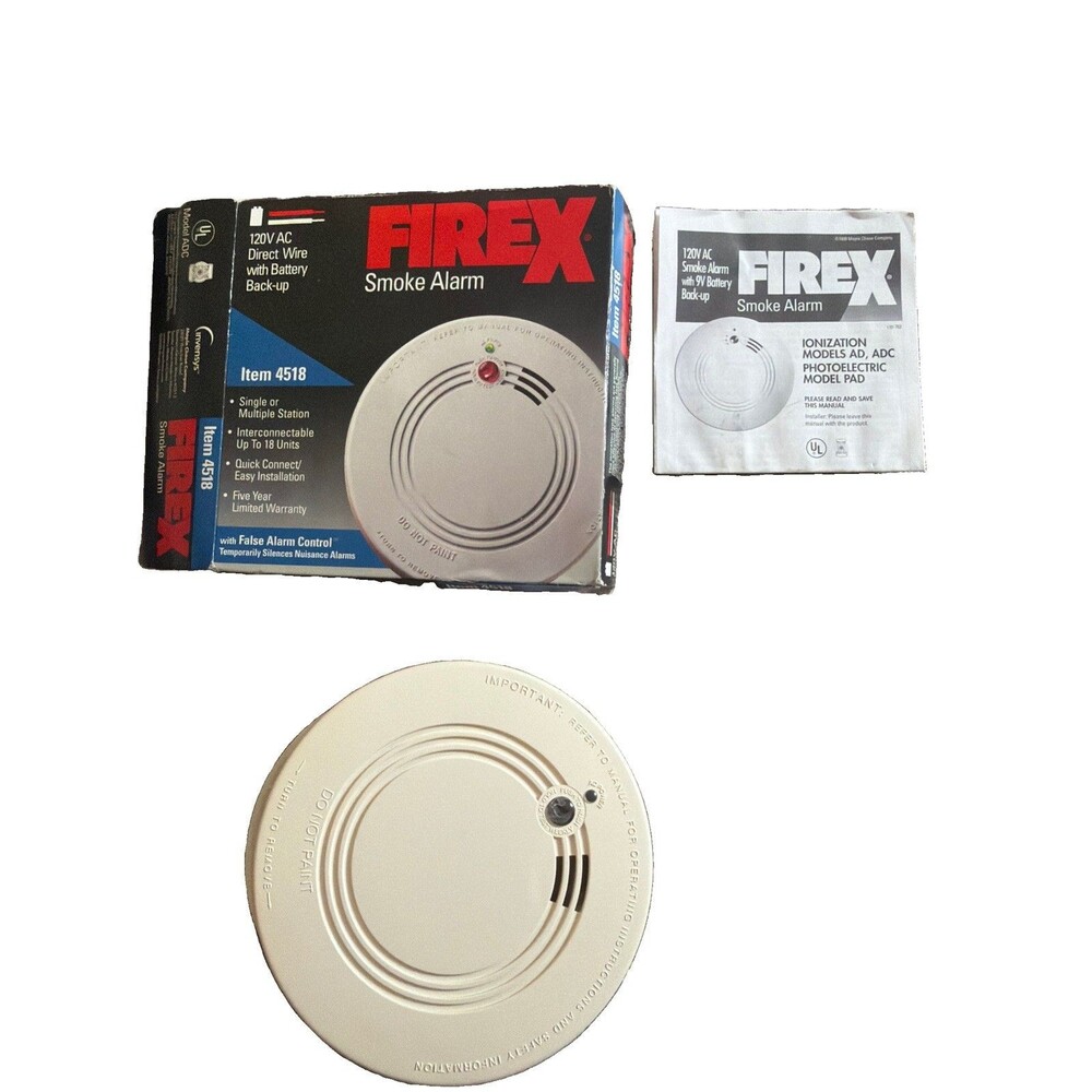 FIREX #4518 Smoke Alarm Detectors 120V AC Direct Wire w/ Battery Back Up New